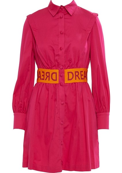 Kemer Detaylı Pembe Kısa Elbise