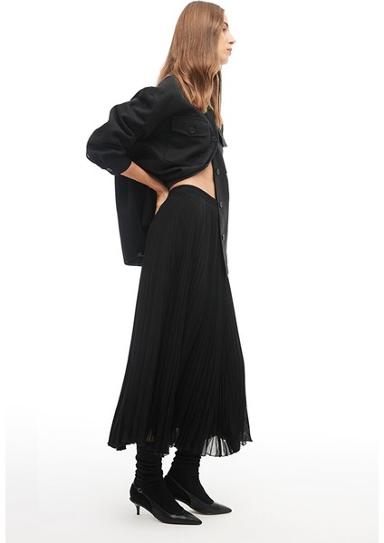 Siyah Yüksek Bel Midi Etek fiyatları