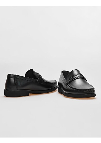 Hakiki Deri Siyah Kemer Detaylı Erkek Klasik Ayakkabı modelleri
