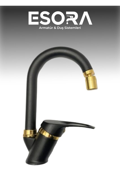 Krom Siyah Robot Duş Seti , Siyah Gold Oynar Uçlu Eviye , Lavabo , Banyo Bataryası 4’lü Set fırsatları