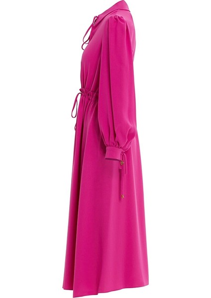 Yaka Su Damla Kesim Detaylı Eteği Kloş Midi Boy Elbise fiyatları