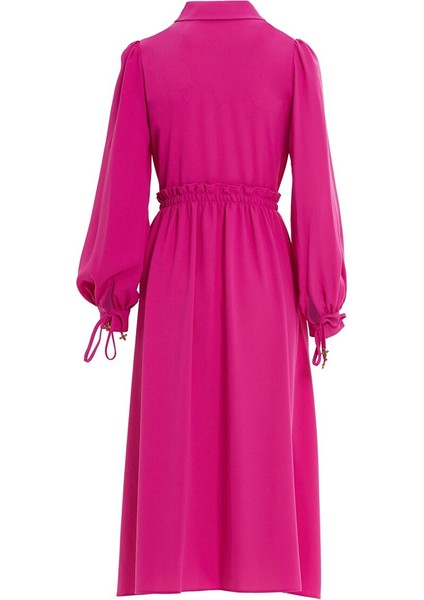 Yaka Su Damla Kesim Detaylı Eteği Kloş Midi Boy Elbise modelleri