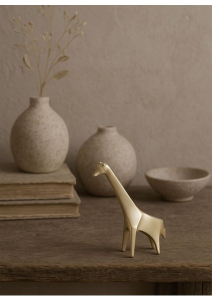 Origami Zürafa Şeklinde Mat Pirinç Dekoratif Obje 10X8 cm