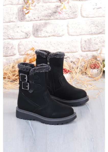 Cool Buckle Anatomik Sıcak Astar Kaymaz Taban Kız Çocuk Çizme