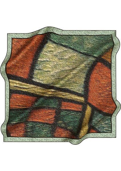 Eşarp Yeşil Kadın Desenli Eşarp 8501701311