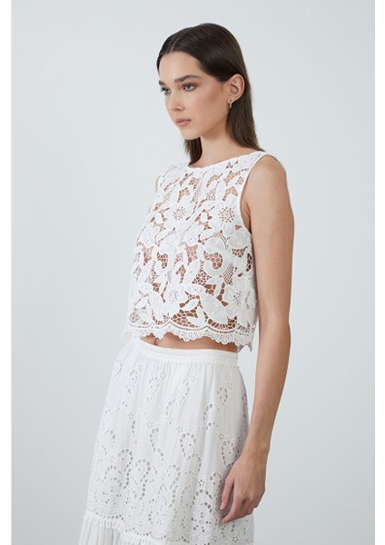Dantel Detaylı Uzun Ekru Etek fiyatları