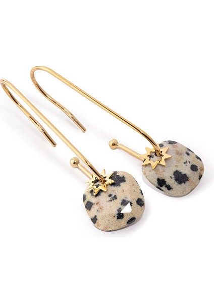 Hoshi Gold Leopar Desenli Doğal Taşlı Çelik Kadın Küpe