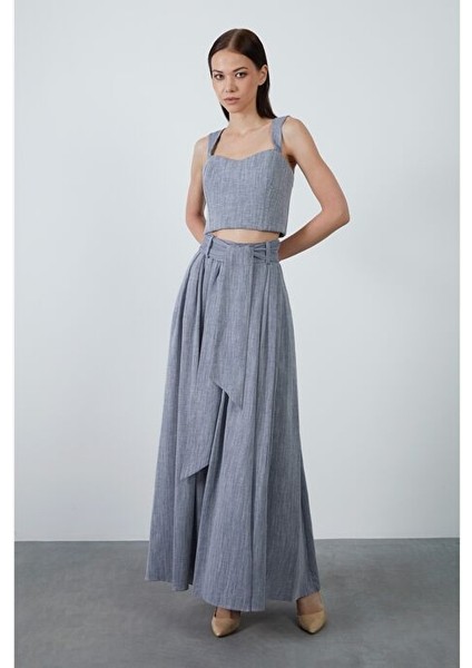 Beli Seyyar Kuşaklı Lacivert Etek