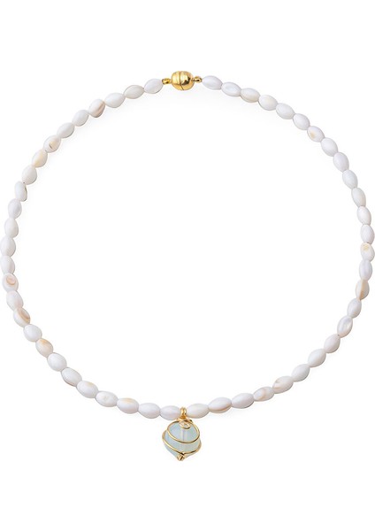 Mokita Beyaz Doğal Taş Kadın Kolye