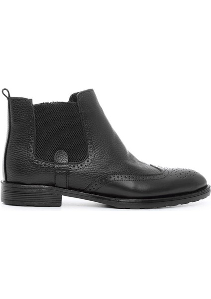 Erkek Hakiki Deri Siyah Floter Klasik Bot