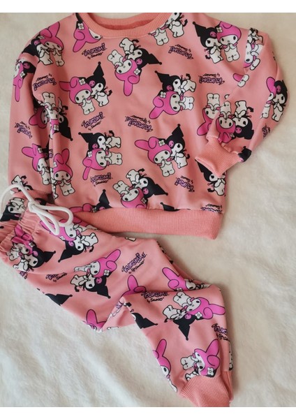 Kız Çocuk Kuromi & My Melody Desenli Alt Üst Takım 2 Ip Şardonlu Pamuk Ikili Takım fiyatları