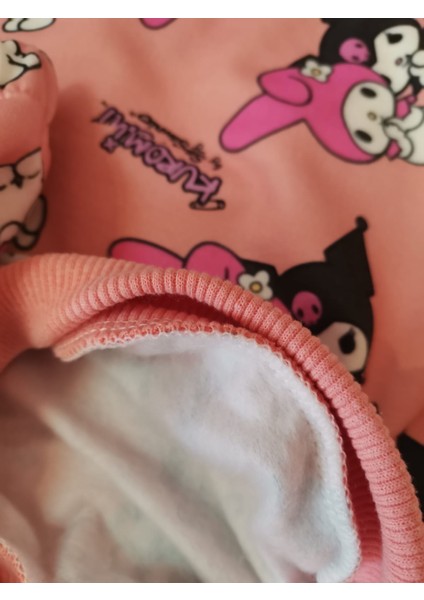 Kız Çocuk Kuromi & My Melody Desenli Alt Üst Takım 2 Ip Şardonlu Pamuk Ikili Takım indirimleri