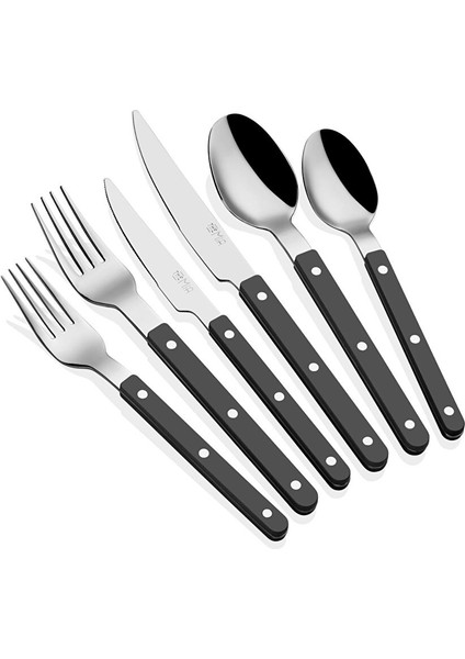 Comida Çatal Kaşık Bıçak Takımı Siyah 36 Parça