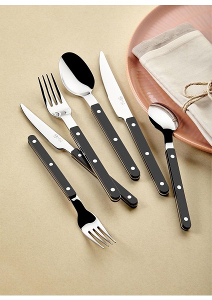 Comida Çatal Kaşık Bıçak Takımı Siyah 36 Parça modelleri