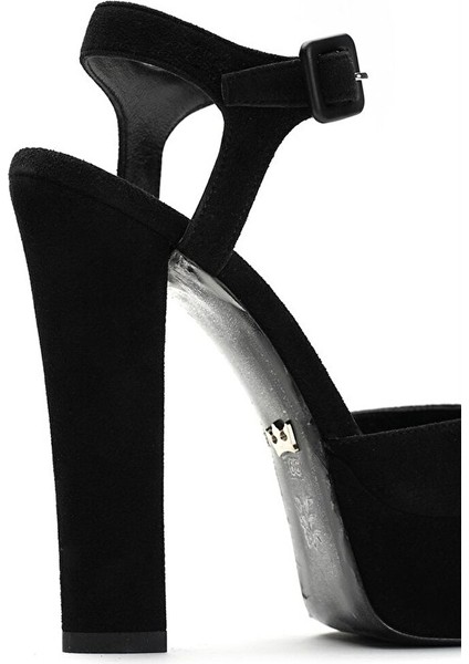 Siyah Kadın Süet Platform Topuklu Ayakkabı JAB2463 / 517K fiyatları