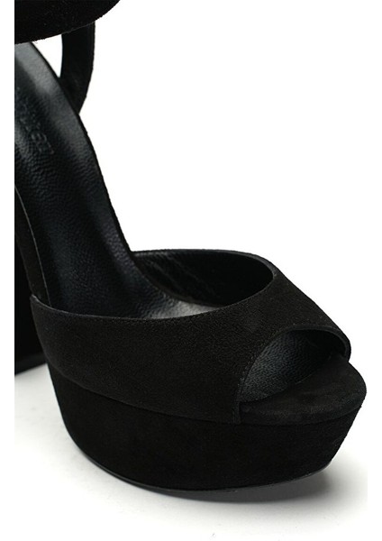 Siyah Kadın Süet Platform Topuklu Ayakkabı JAB2463 / 517K modelleri
