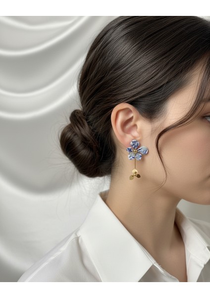 Flora Renkli Gold Küpe