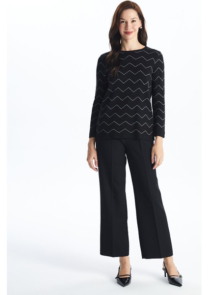 Yeni Sezon Bisiklet Yaka Desenli Kadın Triko Kazak fırsatları