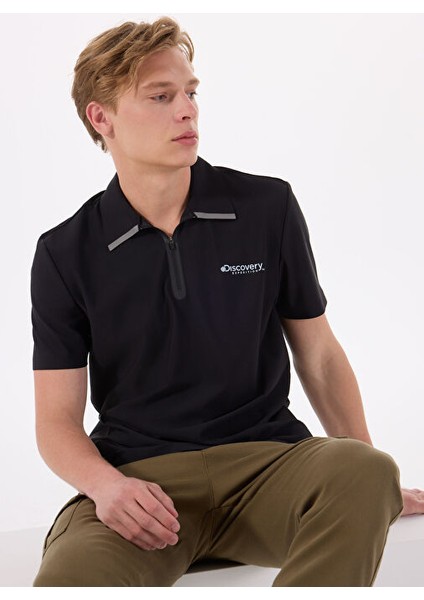 Siyah Erkek Relaxed Baskılı Polo T-Shirt D5SM-TST3857
