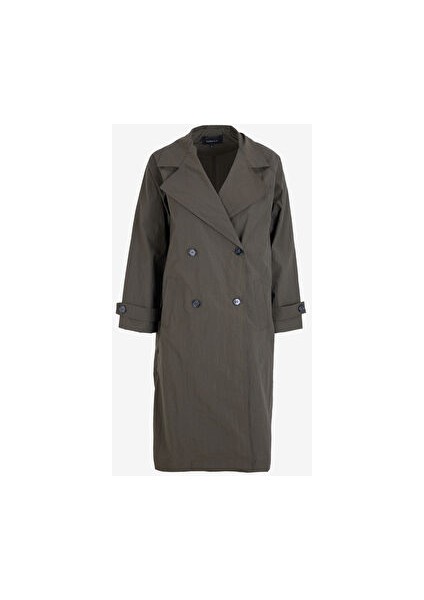 Koyu Haki Kadın Oversize Pardösü F4SL-TRC0412