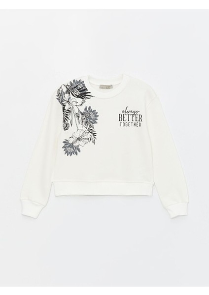 Kız Çocuk Üç Iplik Aksesuarlı Baskılı Sweatshirt
