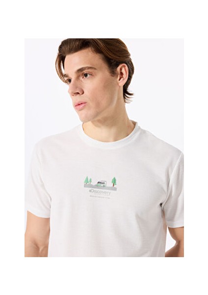 Ekru Erkek Relaxed Baskılı T-Shirt D5SM-TST3841
