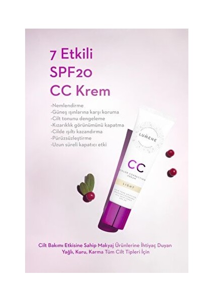 cc Cream Shade Light-7 Etkili Renk Dengeleyici cc Krem Spf 20 Açık modelleri