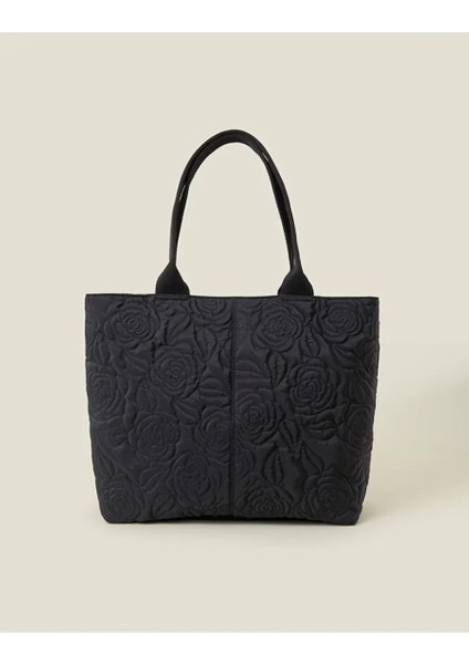 Gül Nakışlı Omuz Çantası Siyah