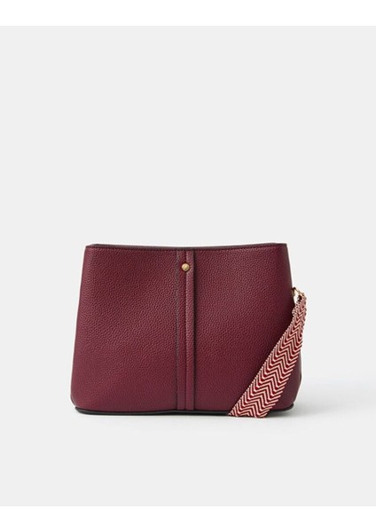 Etnik Desenli Çapraz Çanta Bordo