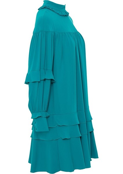 Fırfır Detaylı Dik Yaka Elbise fiyatları