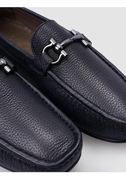 Hakiki Deri Lacivert Tokalı Erkek Loafer fırsatları