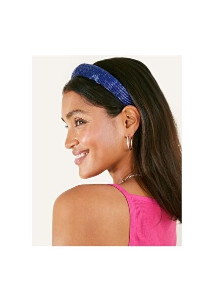 Blue Beaded Headband Blue