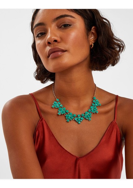 Boncuk Nakışlı Kolye Turkuaz