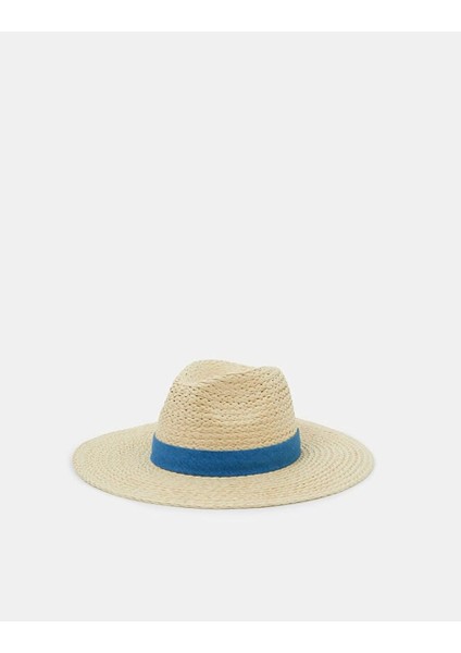 Denim Trim Hasır Şapka