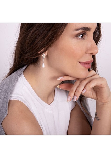 Incili Beyaz Gala Küpe modelleri