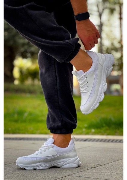 KB-707 Kuback Beyaz Cilt Yüksek Taban Bağcıklı Günlük Erkek Ayakkabı modelleri