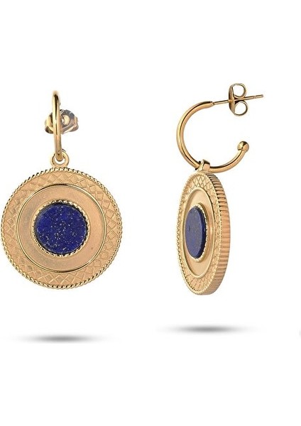 Tiana Lacivert Doğal Taşlı 14 Ayar Altın Kaplama Çelik Kadın Küpe fiyatları