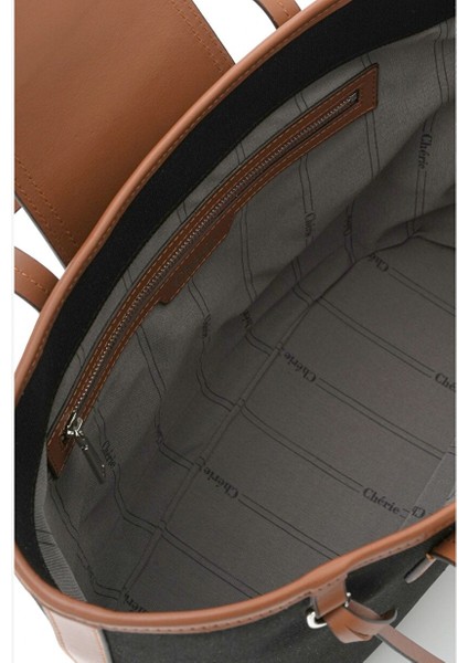 Cosmo Kanvas Leopar Deri Detaylı Siyah Kadın Omuz Çantası