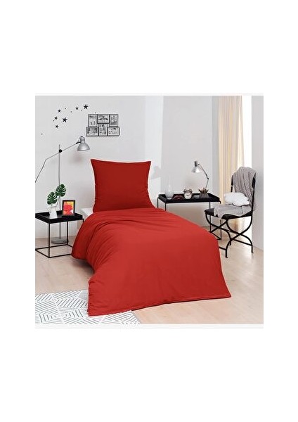 Tek Kişilik Pamuk Nevresim Seti Kırmızı