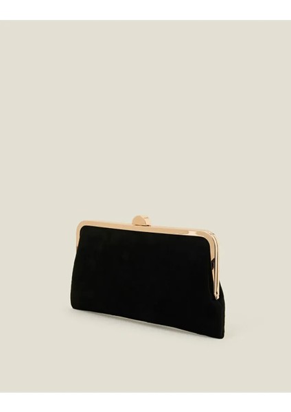 Süet Clutch Çanta Siyah modelleri