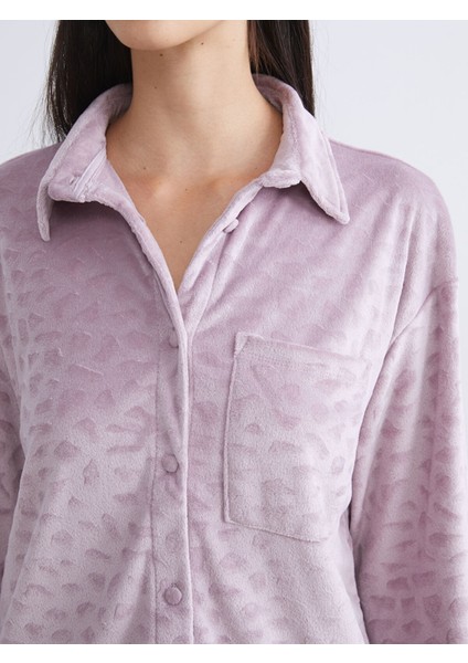 Yeni Sezon Gömlek Yaka Kadife Kadın Pijama Takımı modelleri