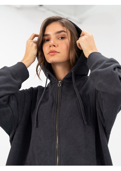 Cool Relax Wmn Antrasit Kadın Full Zip Kapişonlu Sweatshirt fırsatları