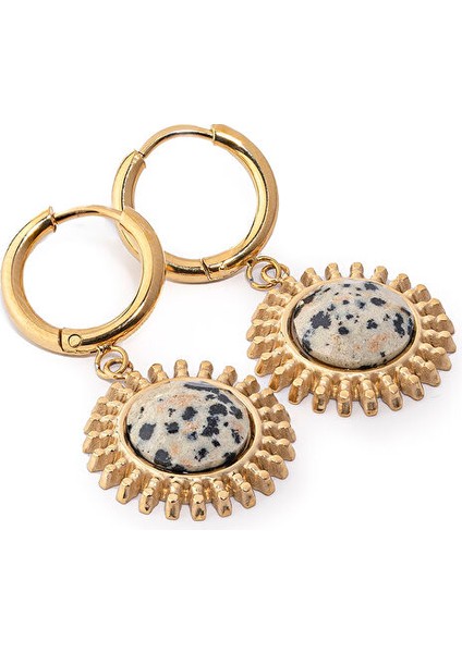 Sun Gold Leopar Desenli Doğal Taşlı Altın Kaplama Çelik Kadın Küpe fiyatları