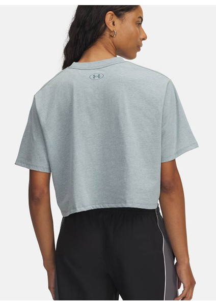 1389721-587-UA Rival Ss Mavi Bisiklet Crop Düz Kadın T-Shirt fiyatları