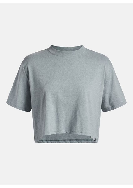 1389721-587-UA Rival Ss Mavi Bisiklet Crop Düz Kadın T-Shirt modelleri