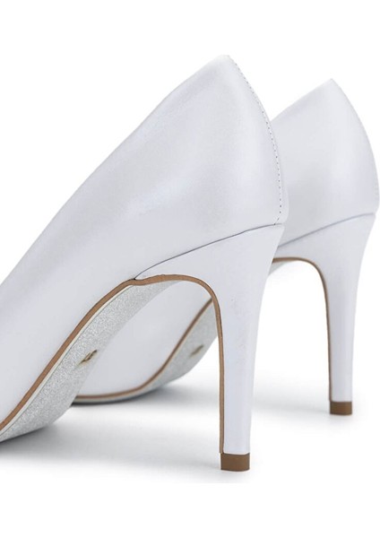 Kadın Hakiki Deri Beyaz Sedef Topuklu Ayakkabı fırsatları
