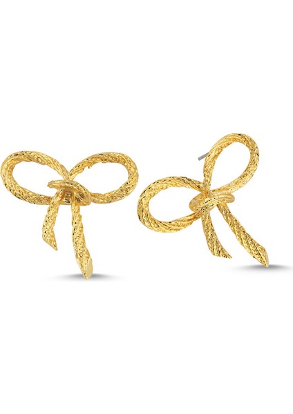 Lisa Lina Girly Fiyonk Formlu Altın Kaplama Kadın Küpe