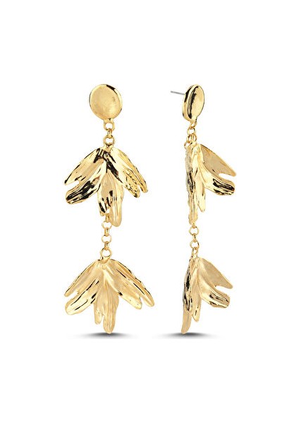 Lisa Lina Romantic Yaprak Formlu Altın Kaplama Kadın Küpe