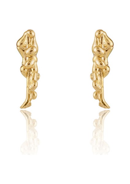 Zeytin Dalı Figürlü Altın Kaplama Bronz Küpe