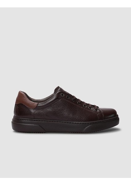 Hakiki Deri Kahverengi Bağcıklı Erkek Sneaker
